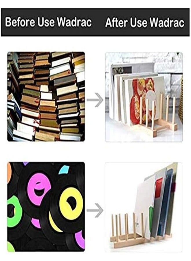 EHERDM 2PCS Wood Vinyl Record Storage Holders Vinyl Display Stand Holds up to 20 Albums LP's Magazine Organizers Multifunctional Storage Rack for Home Office for 12" or 7" - Image 4